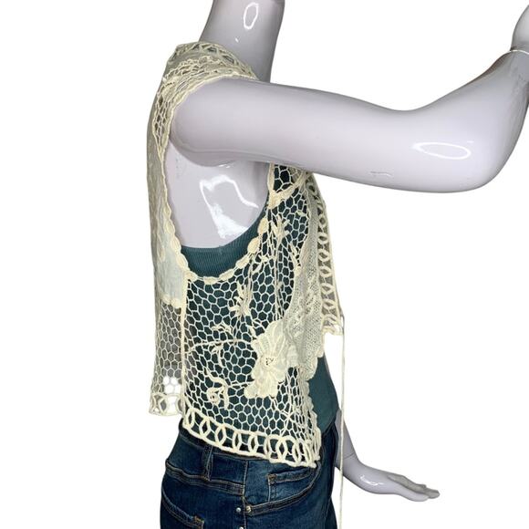 Free People Worn on TV Crochet Vest Cover Up Cream Size One Size - Picture 7 of 16